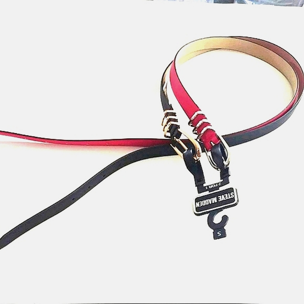 Steve Madden 2 Belts Size Small Red/Black